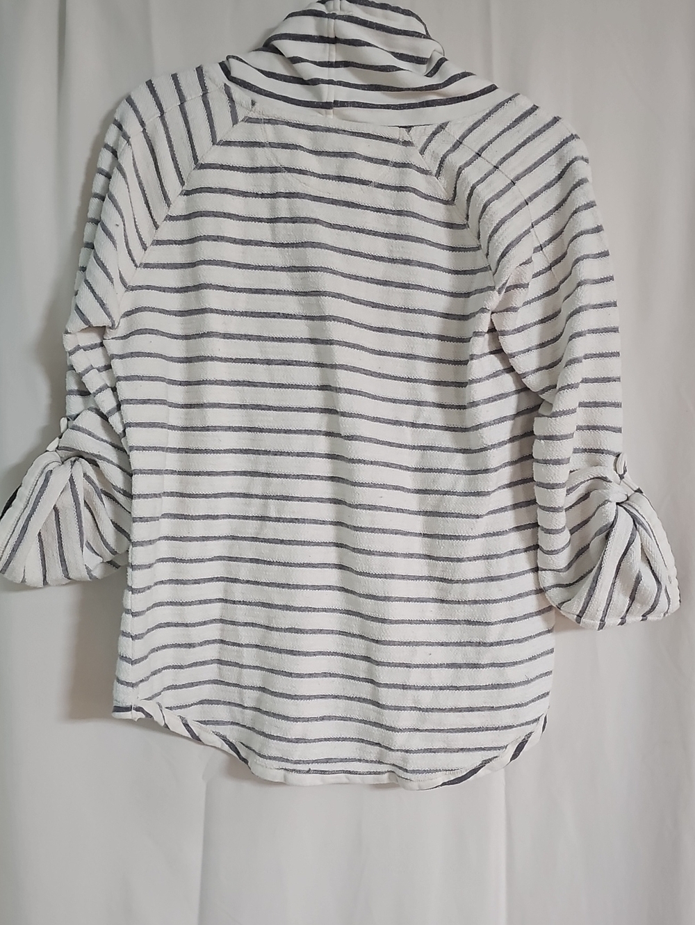 Calvin Klein White with Gray Striped Cowl-Neck Pullover - Picture 5 of 7